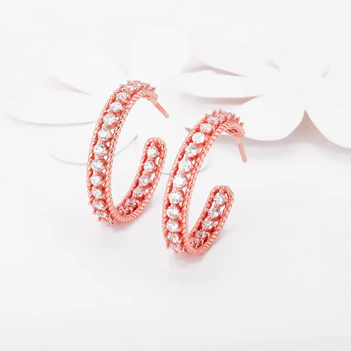 Rose Gold White Zircon Hoop Earrings Giva