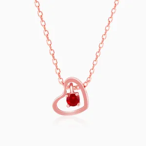 Rose Gold Whole Heart in Red Necklace Giva