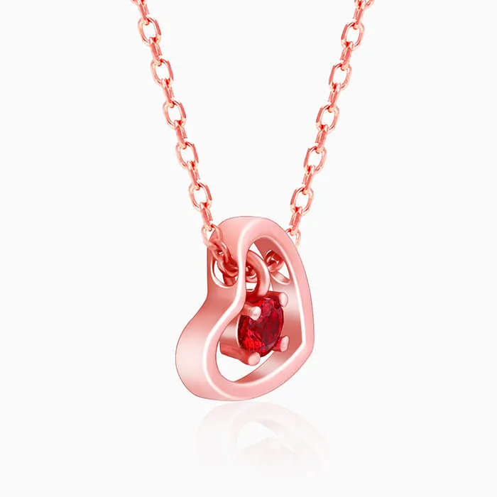 Rose Gold Whole Heart in Red Necklace Giva