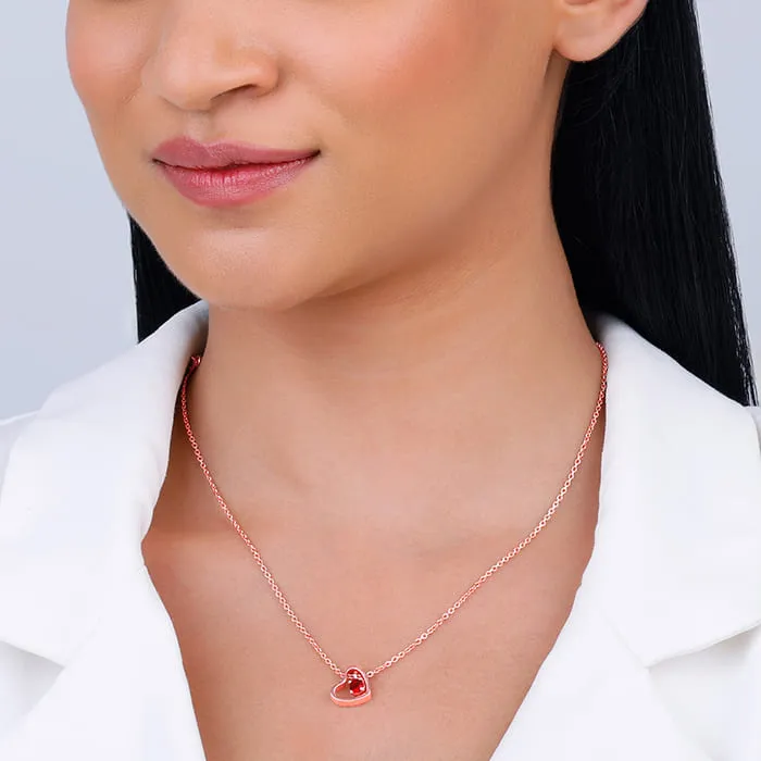 Rose Gold Whole Heart in Red Necklace Giva