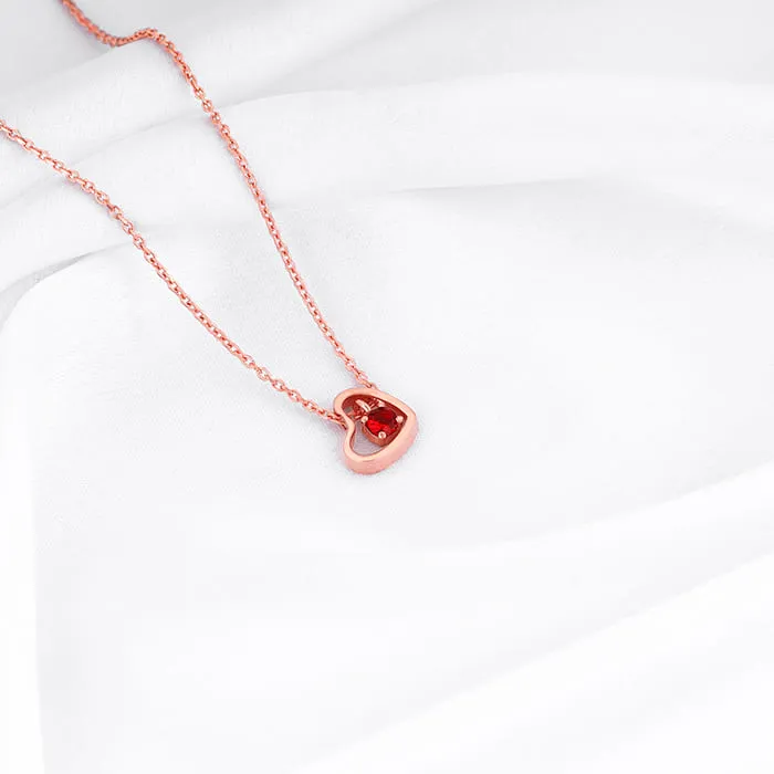 Rose Gold Whole Heart in Red Necklace Giva