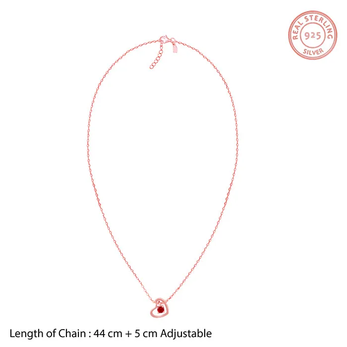 Rose Gold Whole Heart in Red Necklace Giva