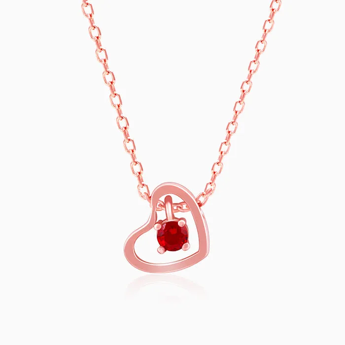 Rose Gold Whole Heart in Red Necklace Giva