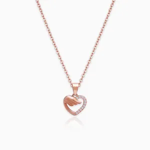 Rose Gold Winged Heart Pendant with Link Chain Giva