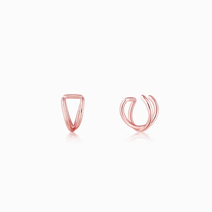Rose Gold Wire Cross Ear Cuffs Giva