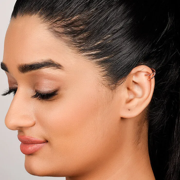 Rose Gold Wire Cross Ear Cuffs Giva