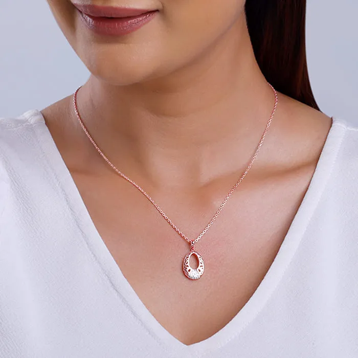 Rose Gold Wonderful Drop Pendant With Link Chain Giva