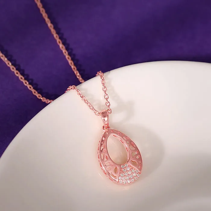 Rose Gold Wonderful Drop Pendant With Link Chain Giva