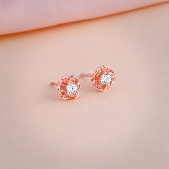 Rose Gold Woven Flower Studs Giva