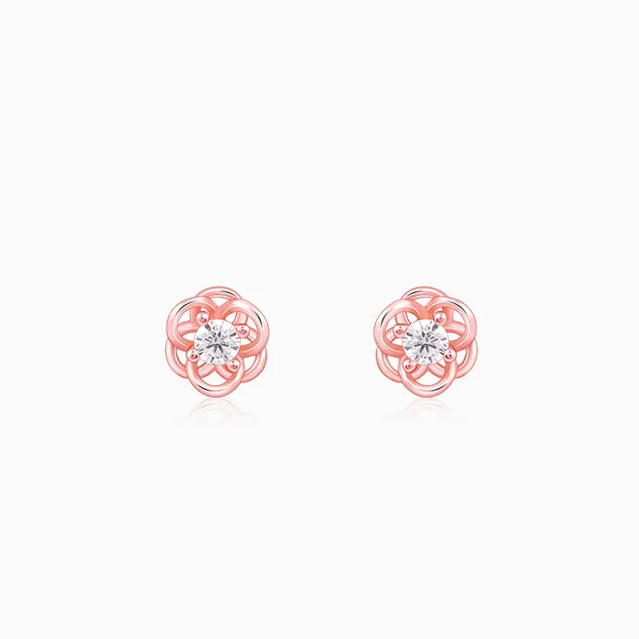 Rose Gold Woven Flower Studs Giva