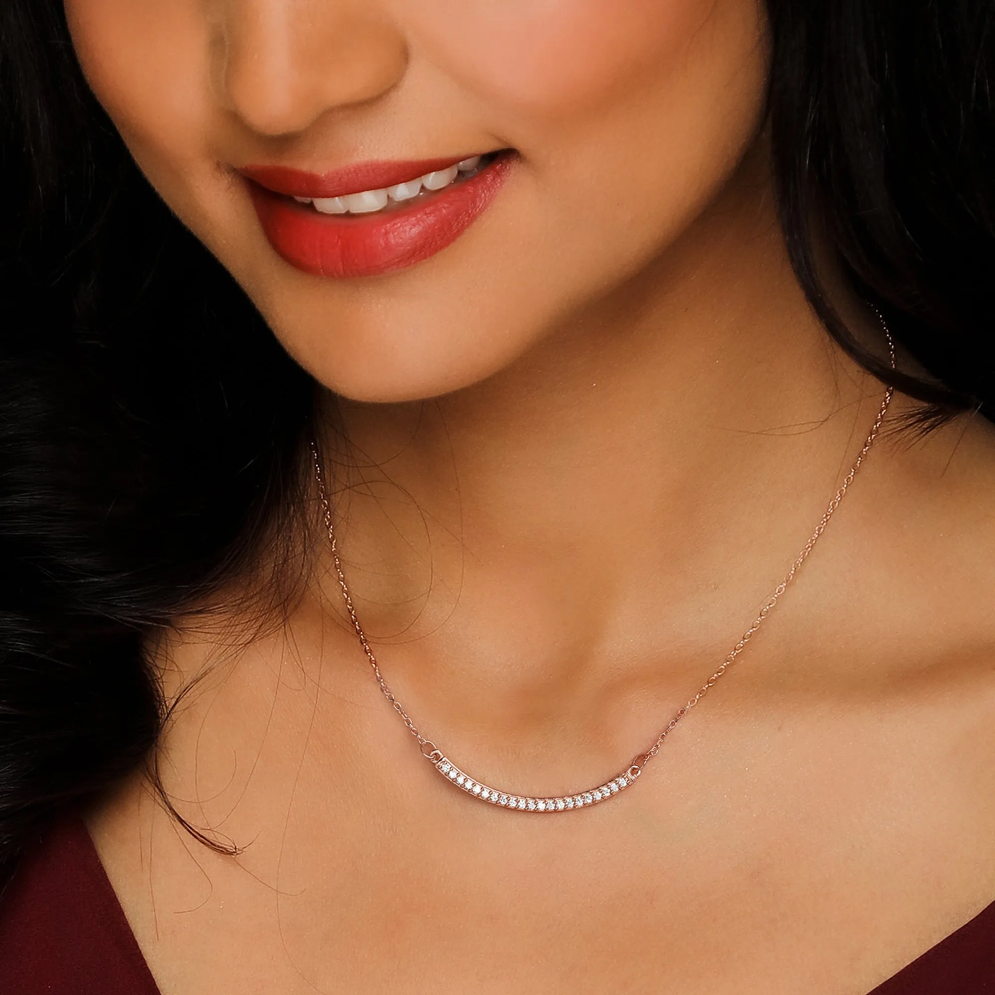 Rose Gold Zircon Arc Necklace Giva