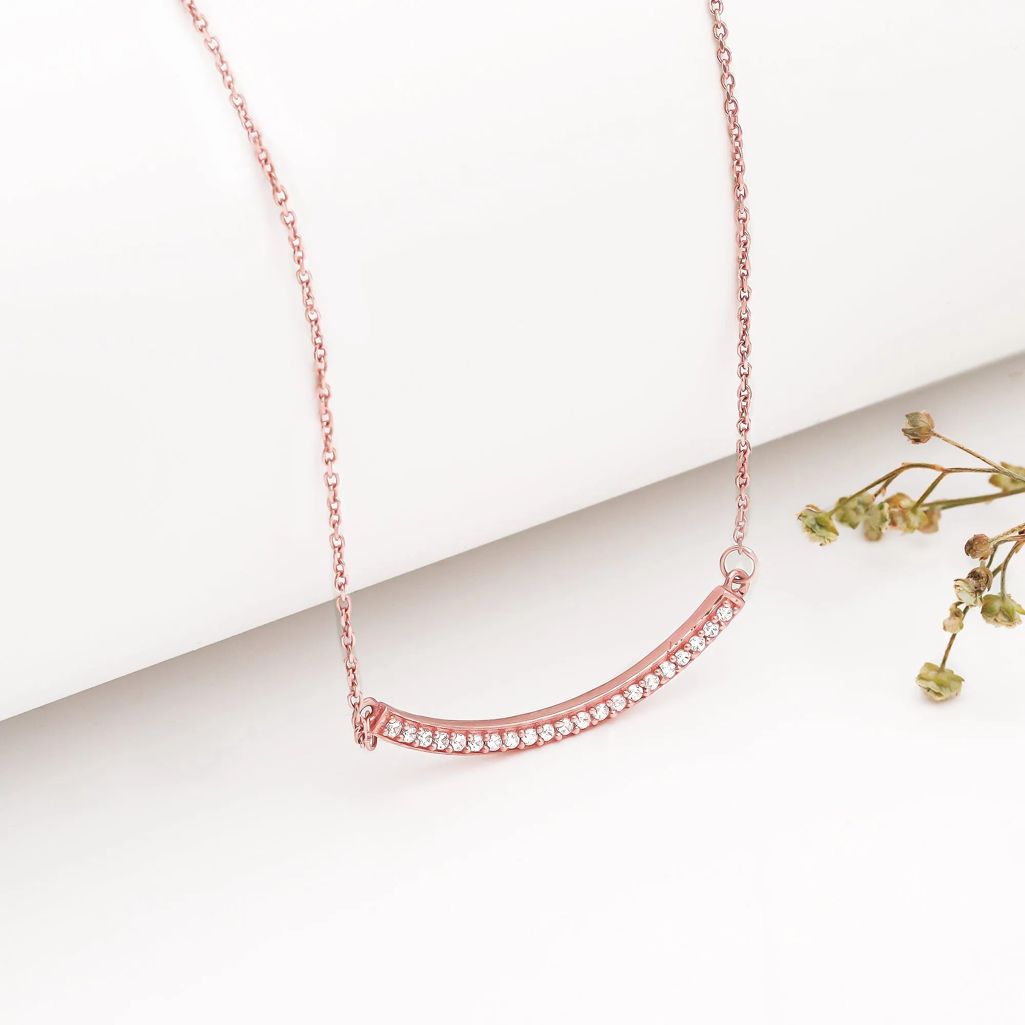 Rose Gold Zircon Arc Necklace Giva