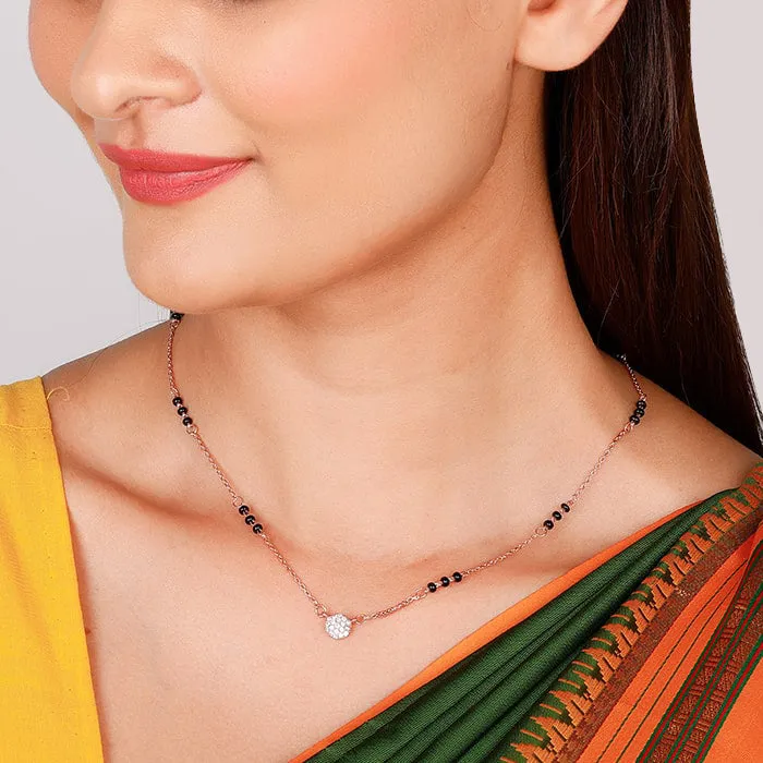 Rose Gold Zircon Embellished Mangalsutra Giva