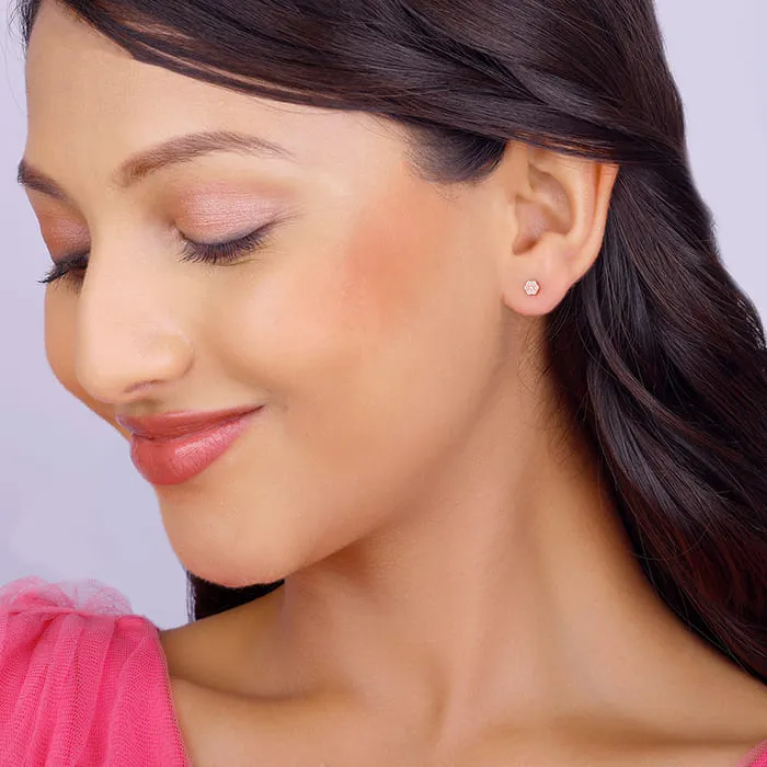 Rose Gold Zircon Floral Shine Earrings Giva