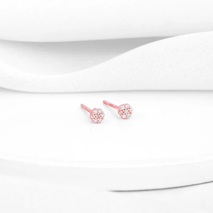 Rose Gold Zircon Floral Shine Earrings Giva