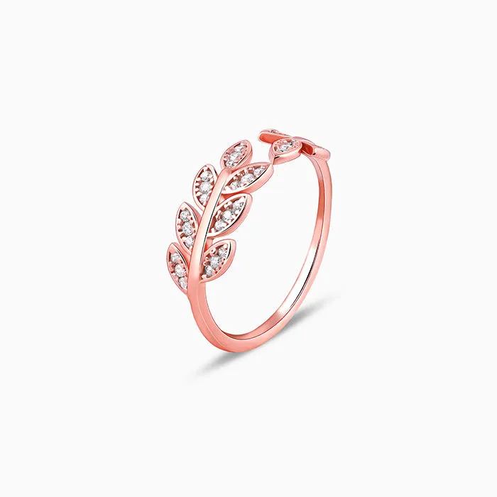 Rose Gold Zircon Leaf Ring Giva