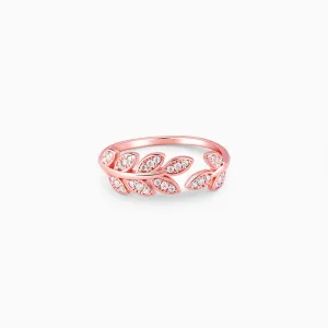 Rose Gold Zircon Leaf Ring Giva