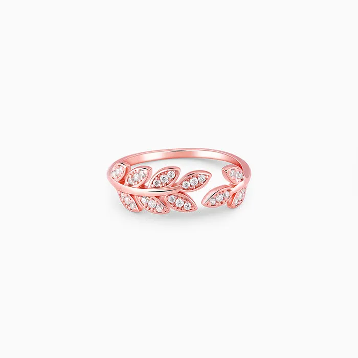 Rose Gold Zircon Leaf Ring Giva