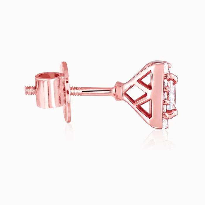 Rose Gold Zircon Square Halo Earrings Giva