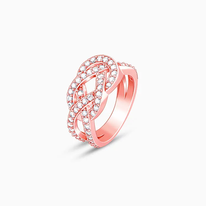 Rose Gold Zircon Studded Celtic Knot Ring Giva