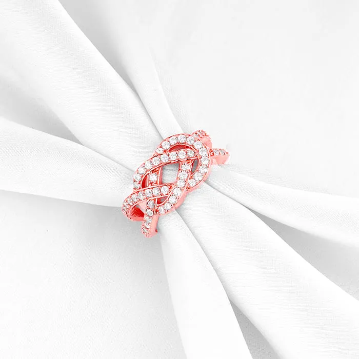 Rose Gold Zircon Studded Celtic Knot Ring Giva