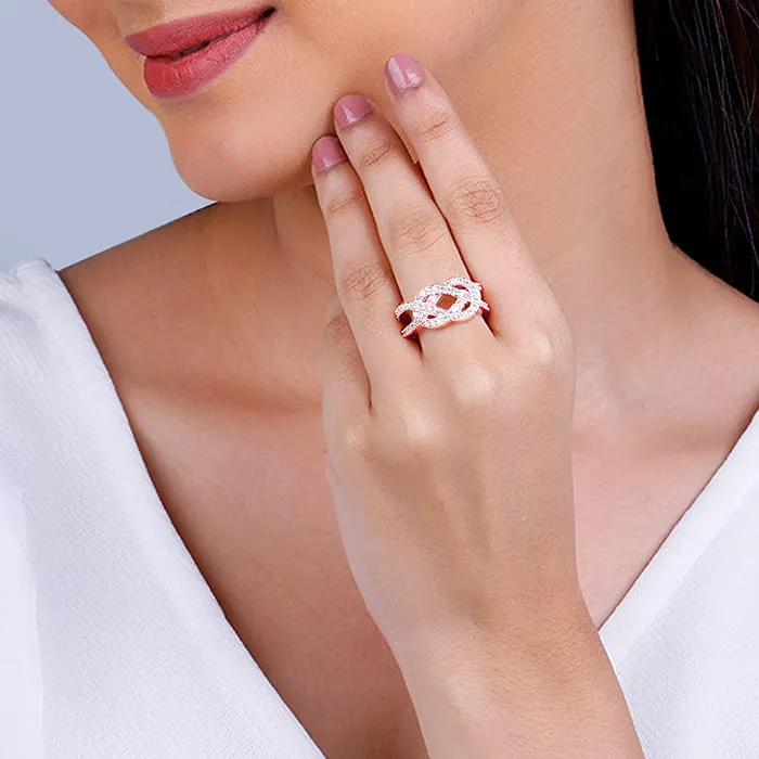 Rose Gold Zircon Studded Celtic Knot Ring Giva