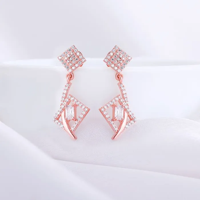 Rose Gold Zircon Studded Twig Earrings Giva
