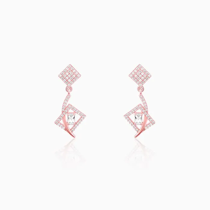 Rose Gold Zircon Studded Twig Earrings Giva