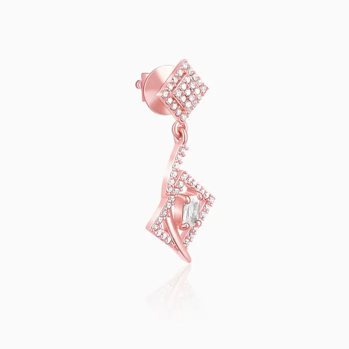 Rose Gold Zircon Studded Twig Earrings Giva