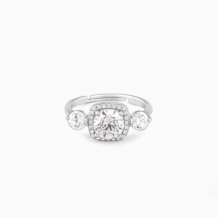 Round Stoned Silver Open Ring Giva