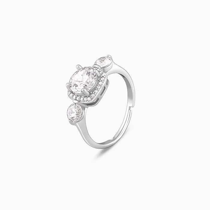 Round Stoned Silver Open Ring Giva