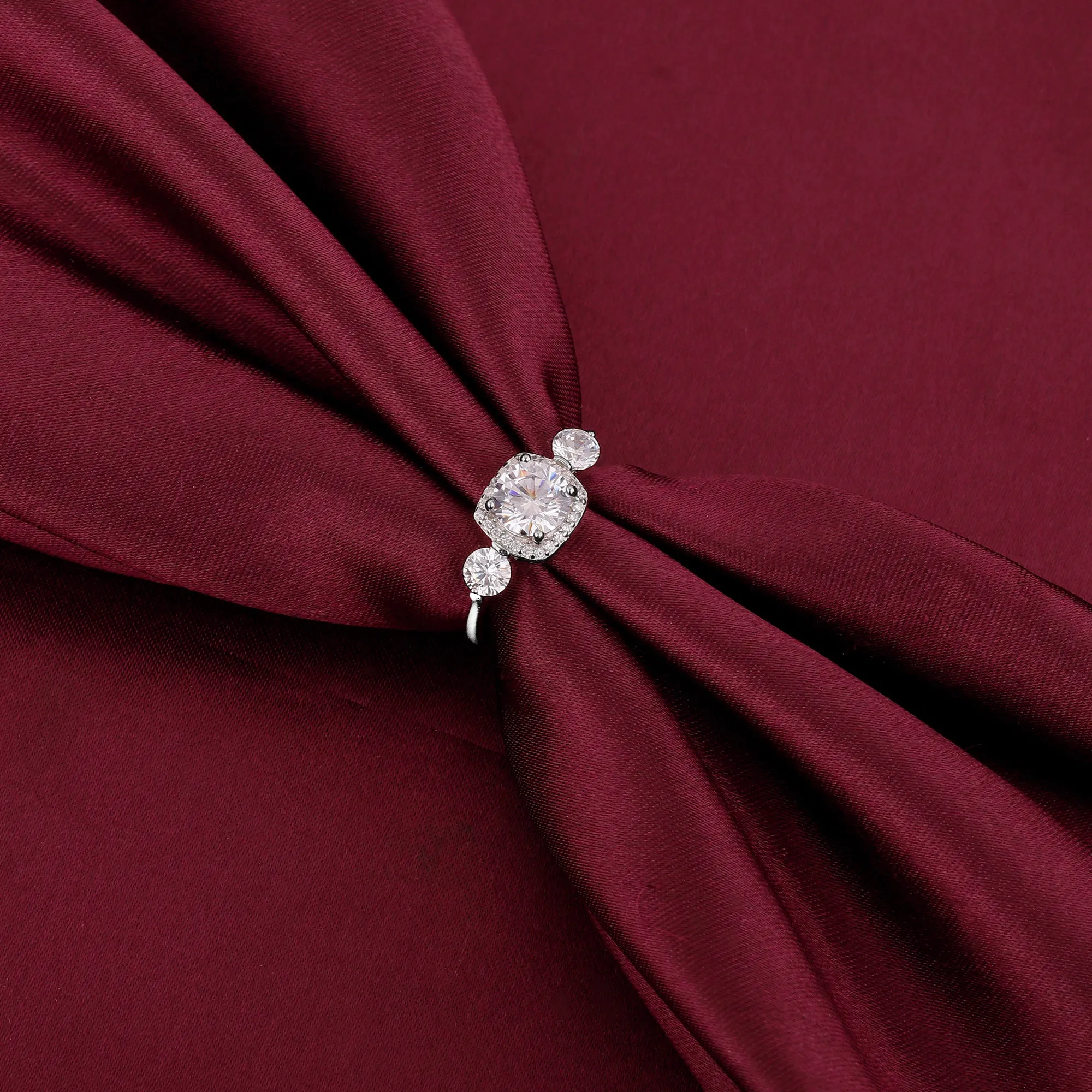 Round Stoned Silver Open Ring Giva