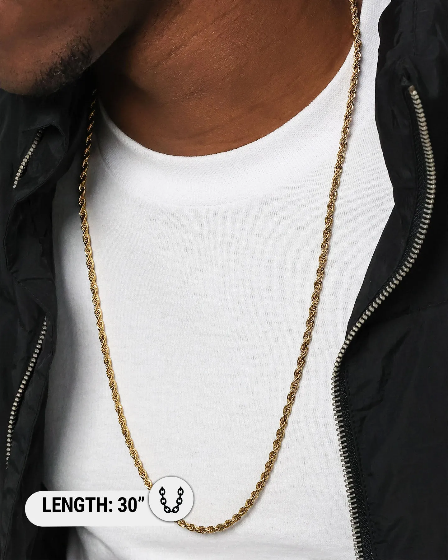 Saint Morta 30" 4mm Rope Chain Gold