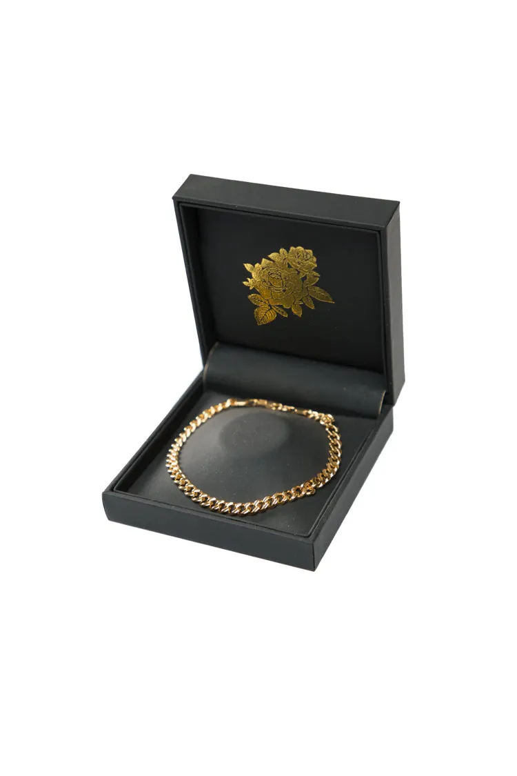 Saint Morta 5mm Cuban Link 8 Inch Bracelet Gold