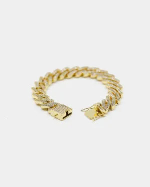 Saint Morta Interlink Bracelet 7" Iced Gold