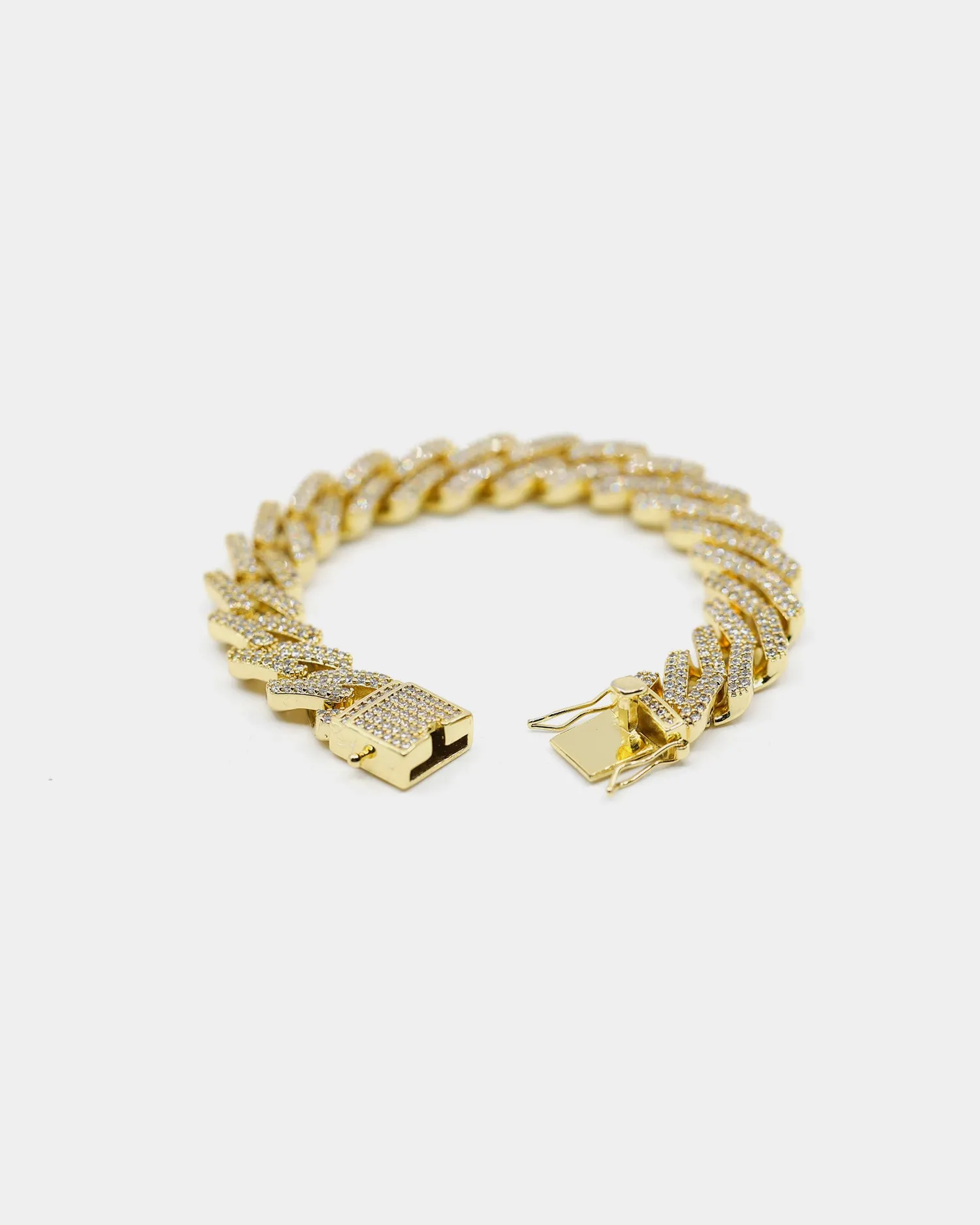 Saint Morta Interlink Bracelet 7" Iced Gold
