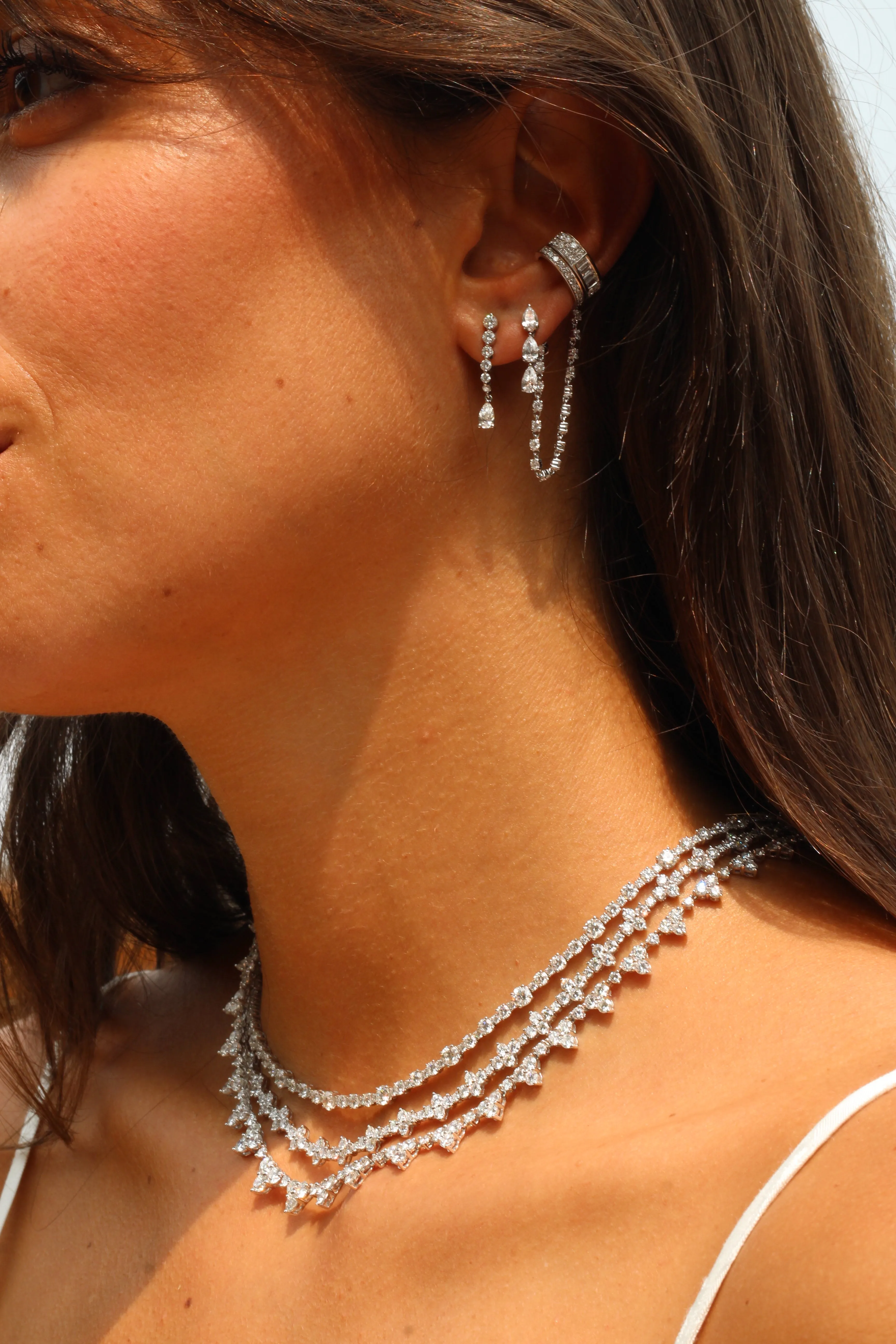 SHORT DIAMOND CASCADE WITH PEAR DIAMOND DROP Anita Ko