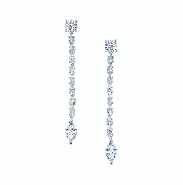 SHORT ROPE DIAMOND EARRINGS WITH MARQUISE DIAMOND DROP Anita Ko