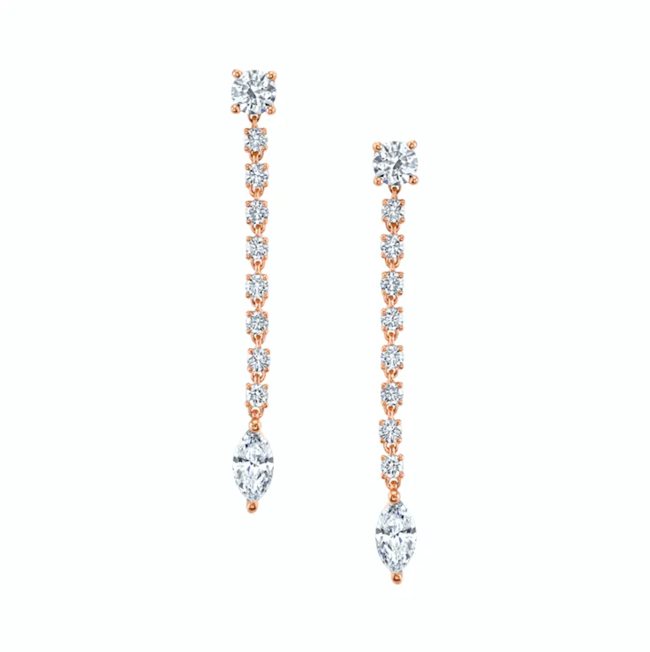 SHORT ROPE DIAMOND EARRINGS WITH MARQUISE DIAMOND DROP Anita Ko