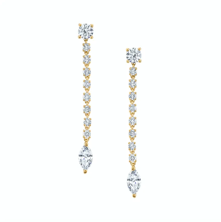 SHORT ROPE DIAMOND EARRINGS WITH MARQUISE DIAMOND DROP Anita Ko