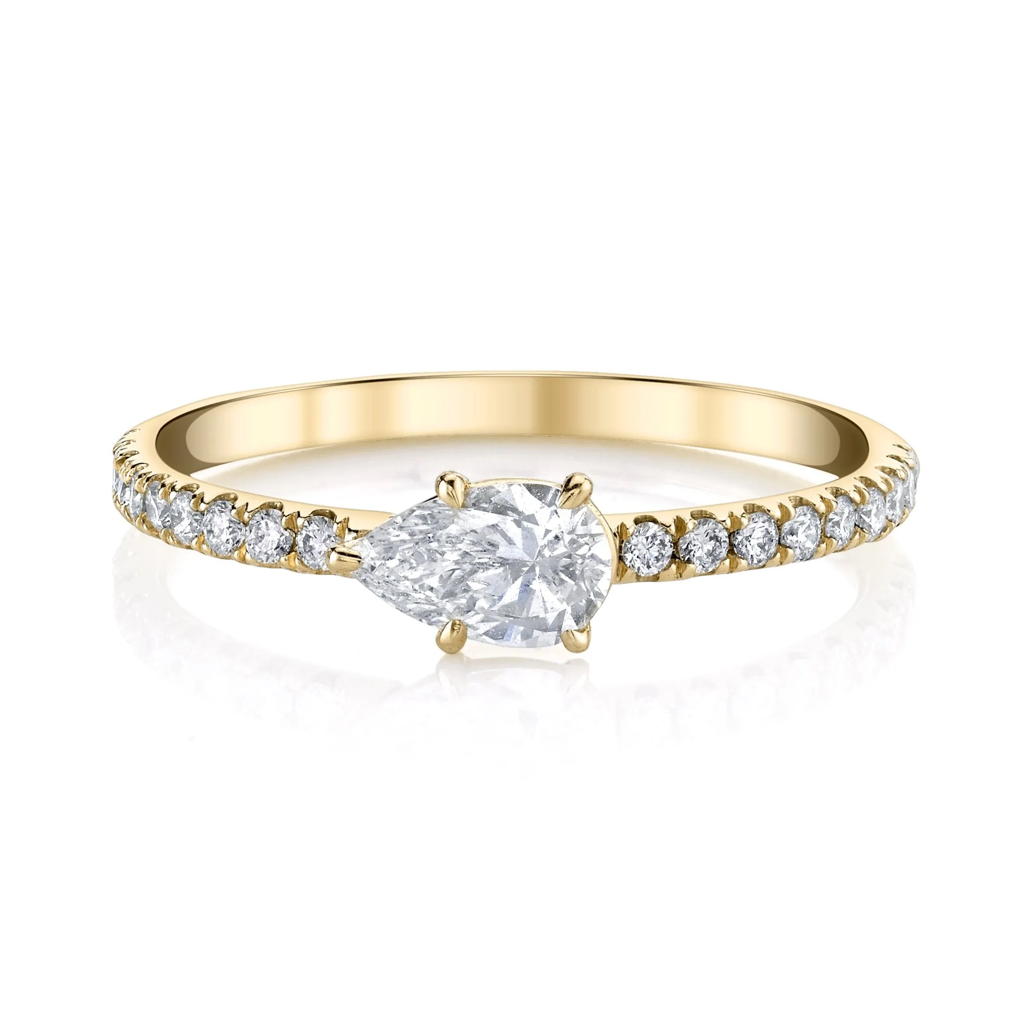 SIDEWAYS PEAR DIAMOND PAVE RING Anita Ko