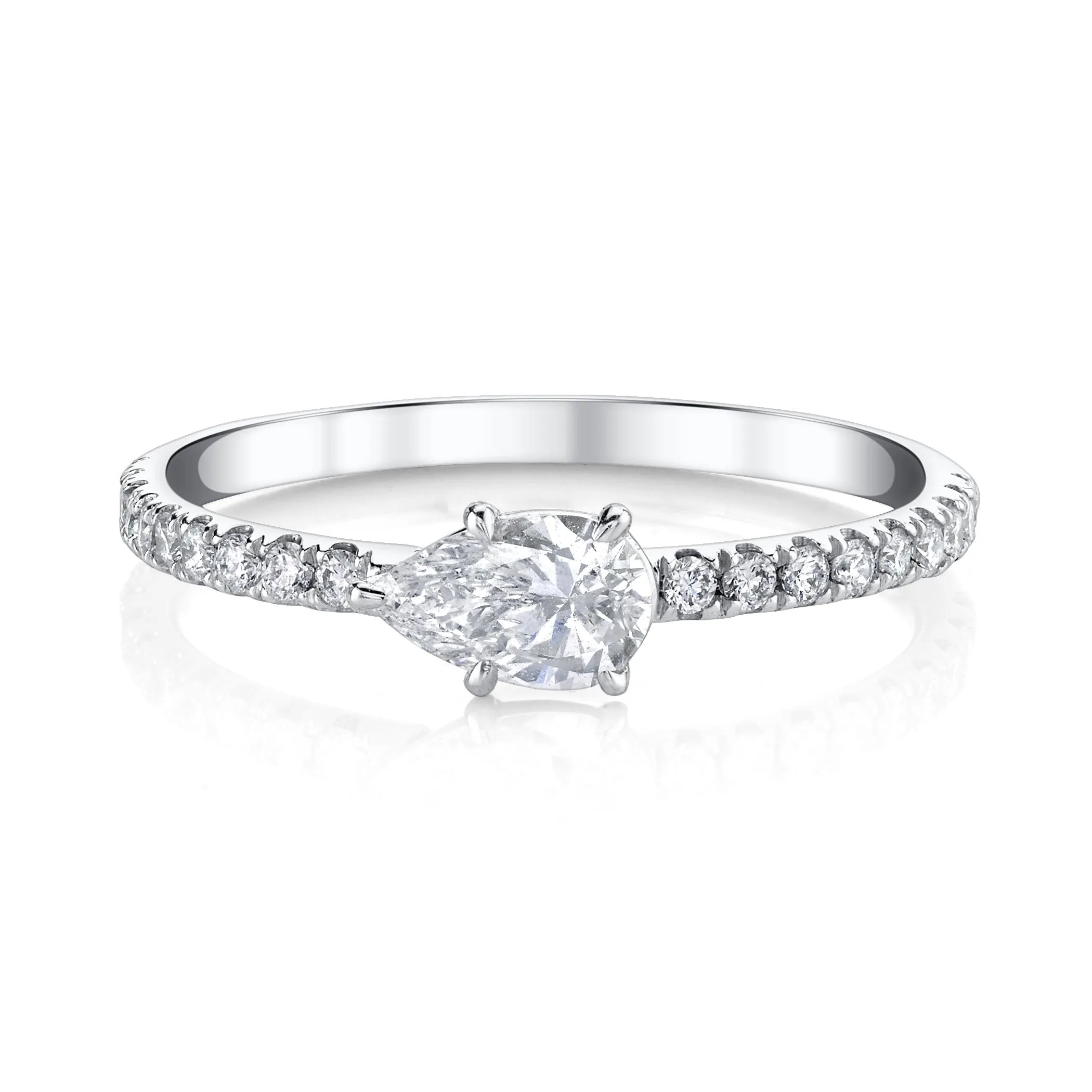 SIDEWAYS PEAR DIAMOND PAVE RING Anita Ko
