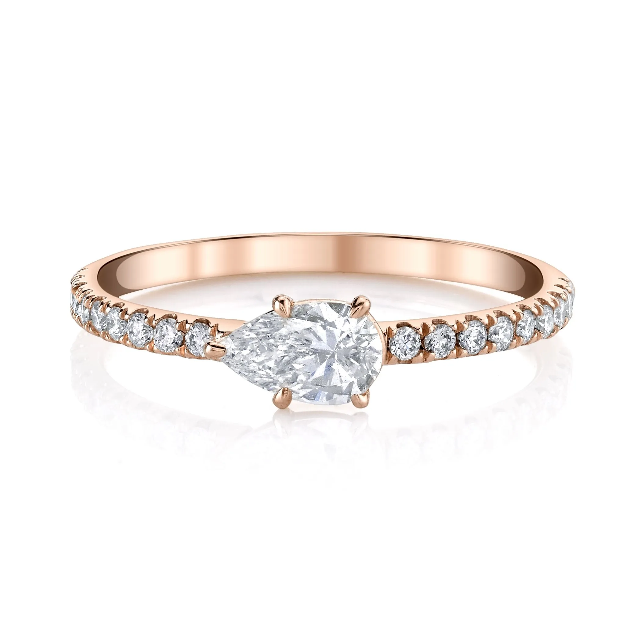 SIDEWAYS PEAR DIAMOND PAVE RING Anita Ko