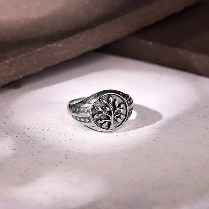 Silver Adam's Tree Ring For Him Giva