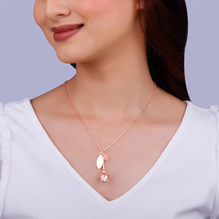 Silver And Rose Gold Brahma Kamal Convertible Pendant With Link Chain Giva