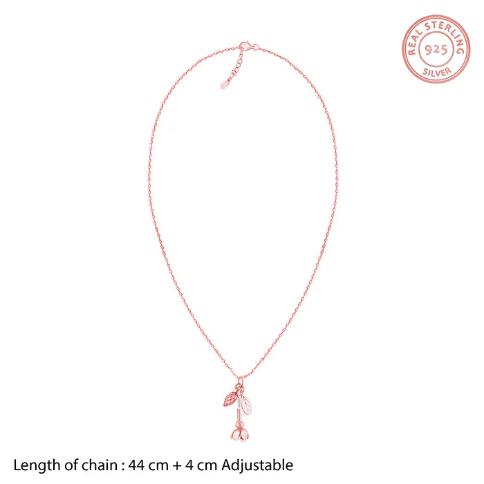 Silver And Rose Gold Brahma Kamal Convertible Pendant With Link Chain Giva