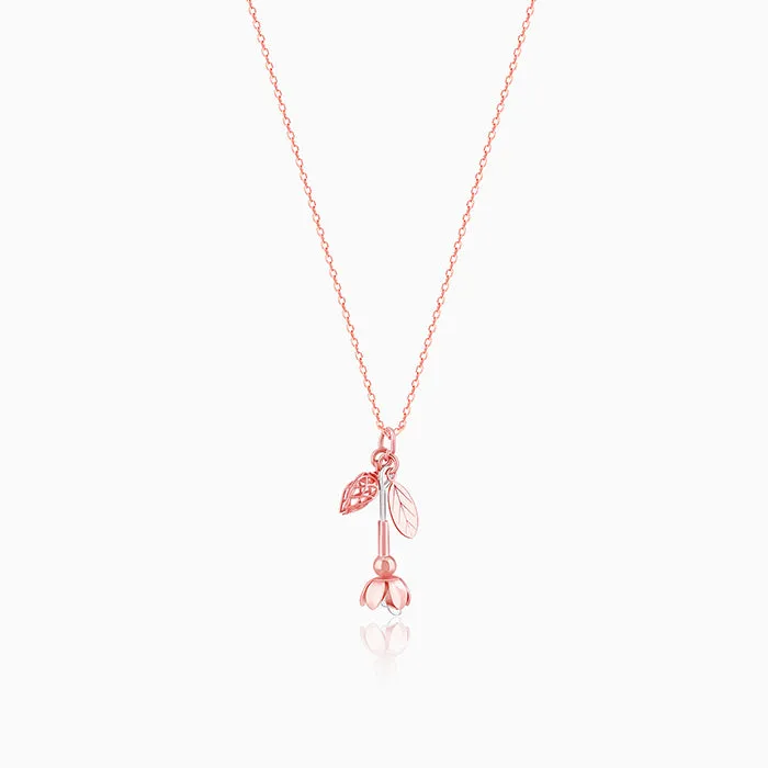 Silver And Rose Gold Brahma Kamal Convertible Pendant With Link Chain Giva