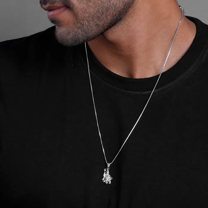 Silver Anjaneya Pendant With Box Chain For Him Giva