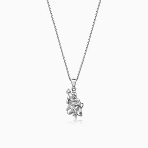 Silver Anjaneya Pendant With Box Chain For Him Giva