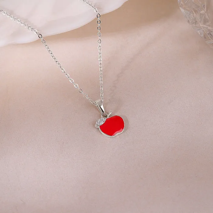 Silver Apple Kids Pendant With Link Chain Giva